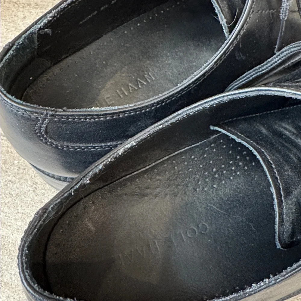 Cole Haan Black Leather Cap-Toe Derbys